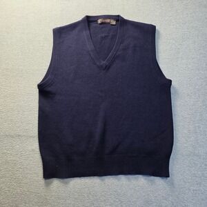 Sweater Vest Mens Medium Navy V Neck Knit Preppy Classic Casual Courtenay